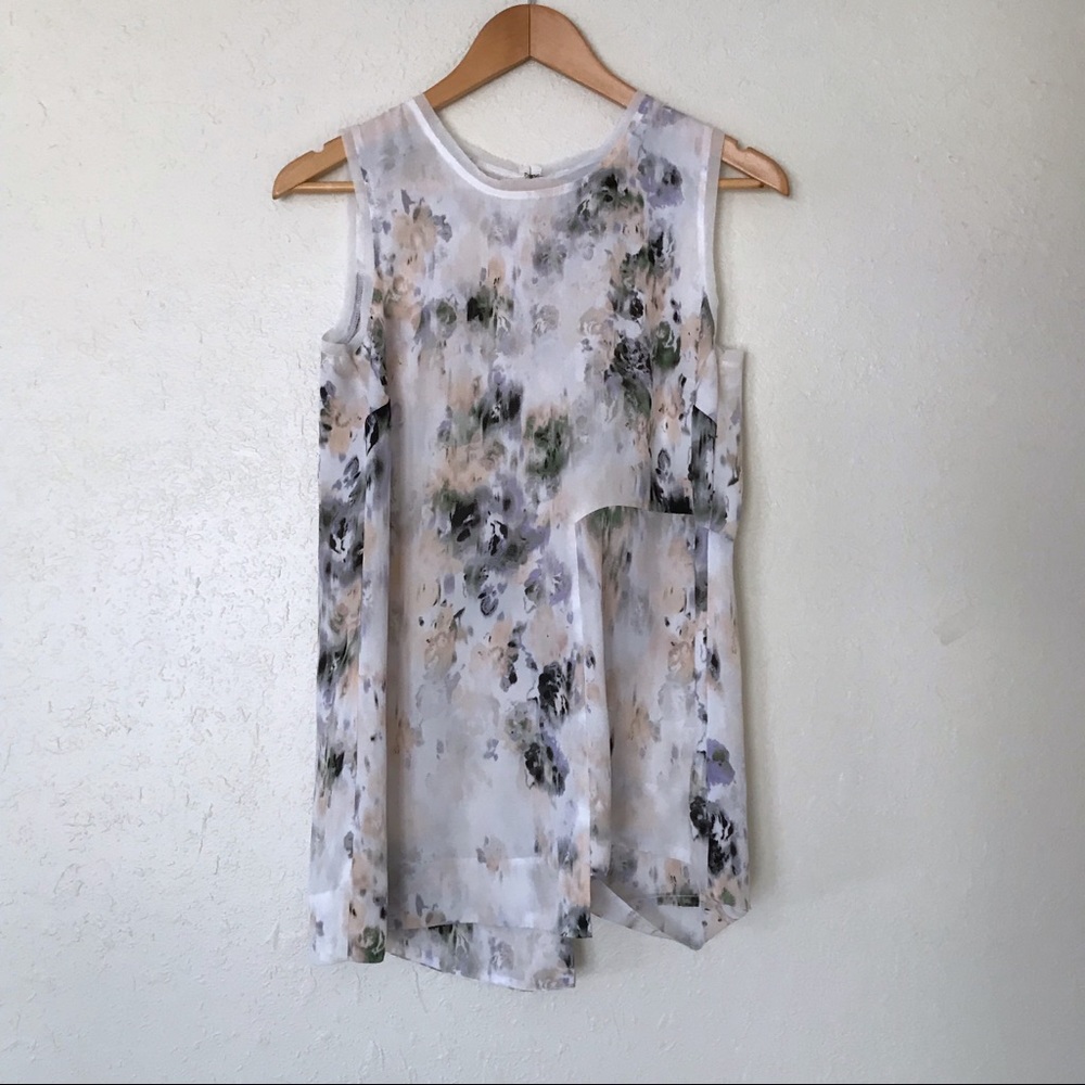Vera Wang; Mesh Yoke Trim Sleeveless Tunic